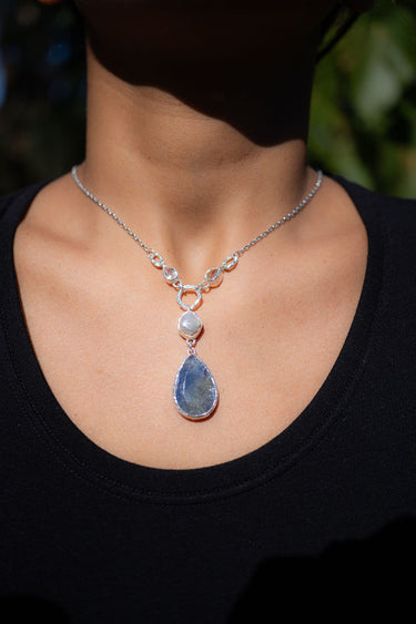 Tanzanite, Pearl, Morganite and Clear Quartz Necklace